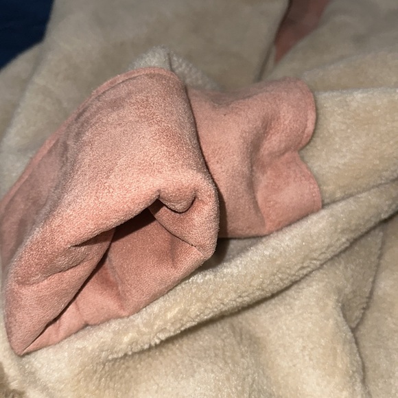 Zara Tan /beigePink Faux Fur Faux Shearling Open Front Coat Sz S - Picture 8 of 8